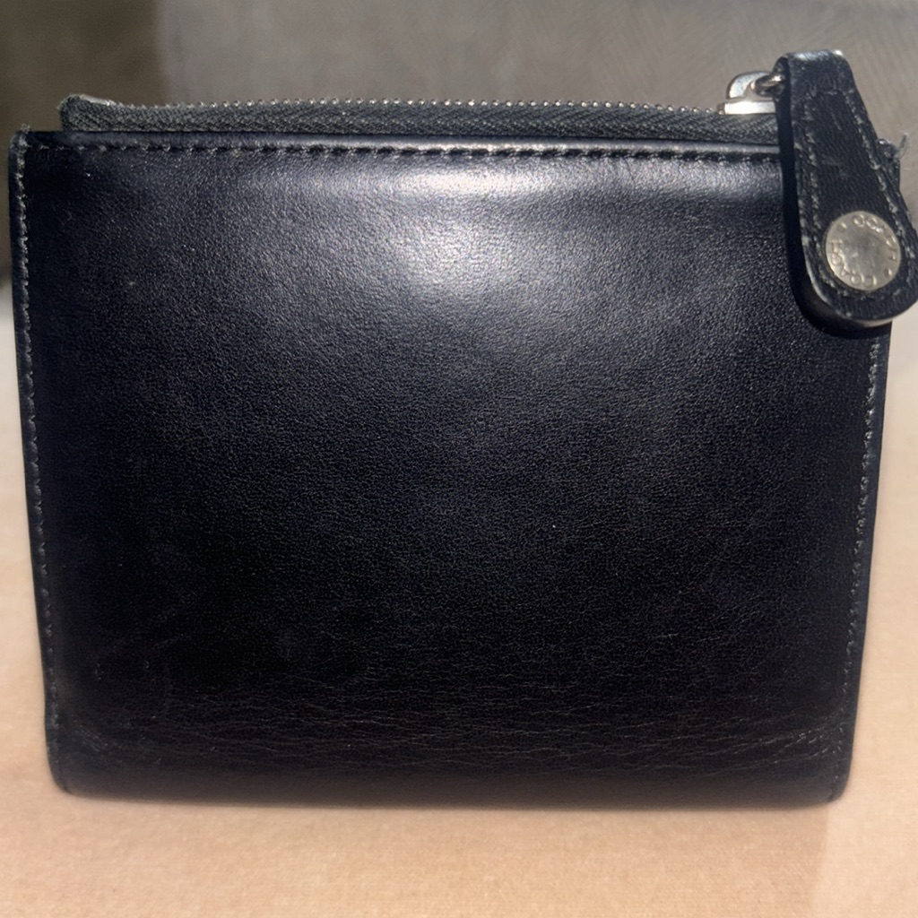 Vintage Coach Black Leather Zip Around Coin Purse Wallet